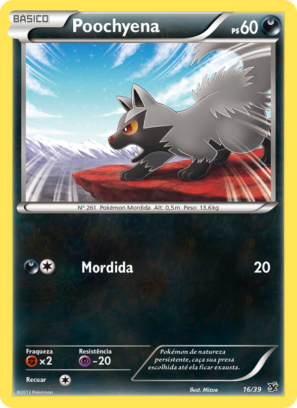 Poochyena 16 — Conjunto para Iniciantes Kalos (Portuguese Pokémon TCG card)