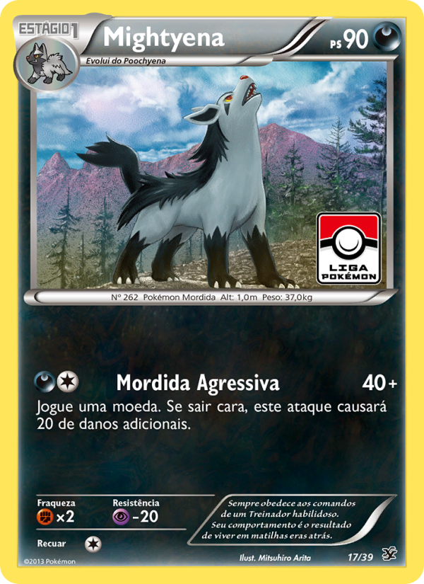 Mightyena 17 — Conjunto para Iniciantes Kalos (Portuguese Pokémon TCG card)