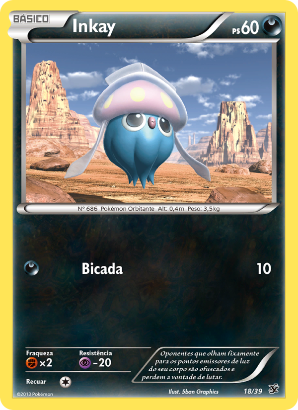 Inkay 18 — Conjunto para Iniciantes Kalos (Portuguese Pokémon TCG card)