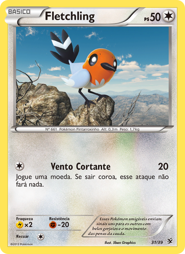 Fletchling 31 — Conjunto para Iniciantes Kalos (Portuguese Pokémon TCG card)