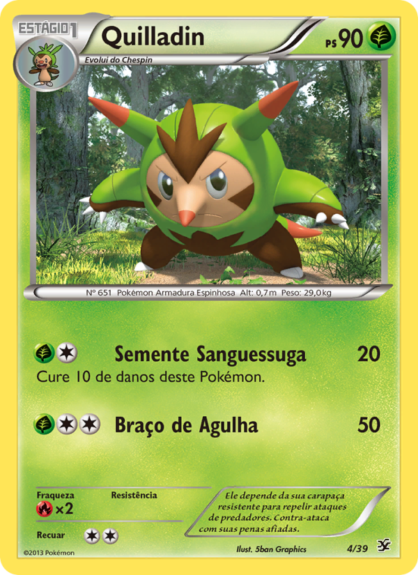 Quilladin 4 — Conjunto para Iniciantes Kalos (Portuguese Pokémon TCG card)