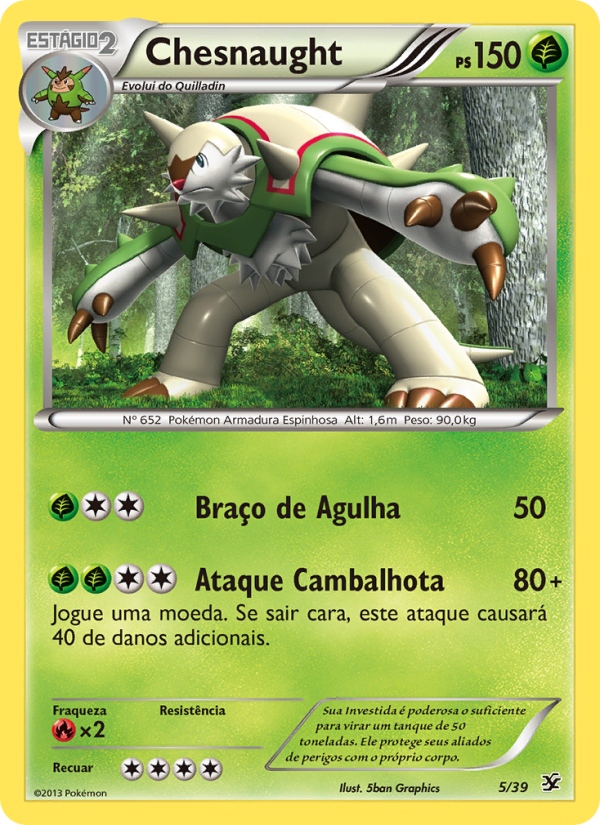 Chesnaught 5 — Conjunto para Iniciantes Kalos (Portuguese Pokémon TCG card)