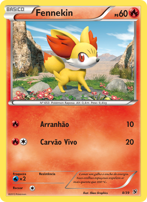 Fennekin 8 — Conjunto para Iniciantes Kalos (Portuguese Pokémon TCG card)