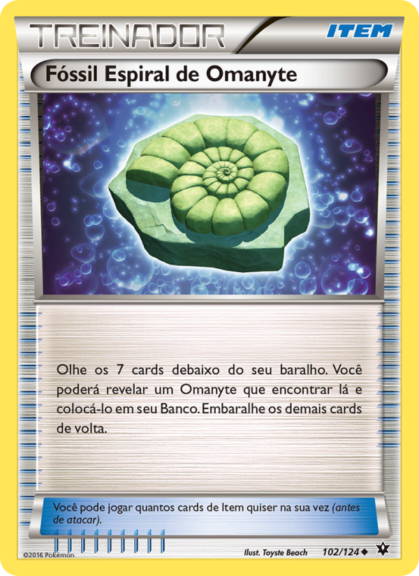 Fóssil Espiral de Omanyte 102 — Fusão de Destinos (Portuguese Pokémon TCG card)