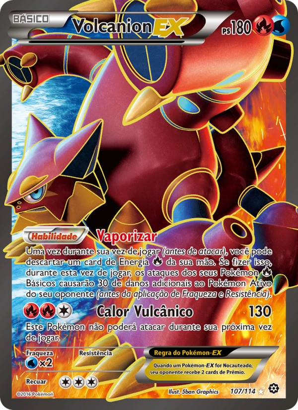 Volcanion EX 107 — Cerco de Vapor (Portuguese Pokémon TCG card)