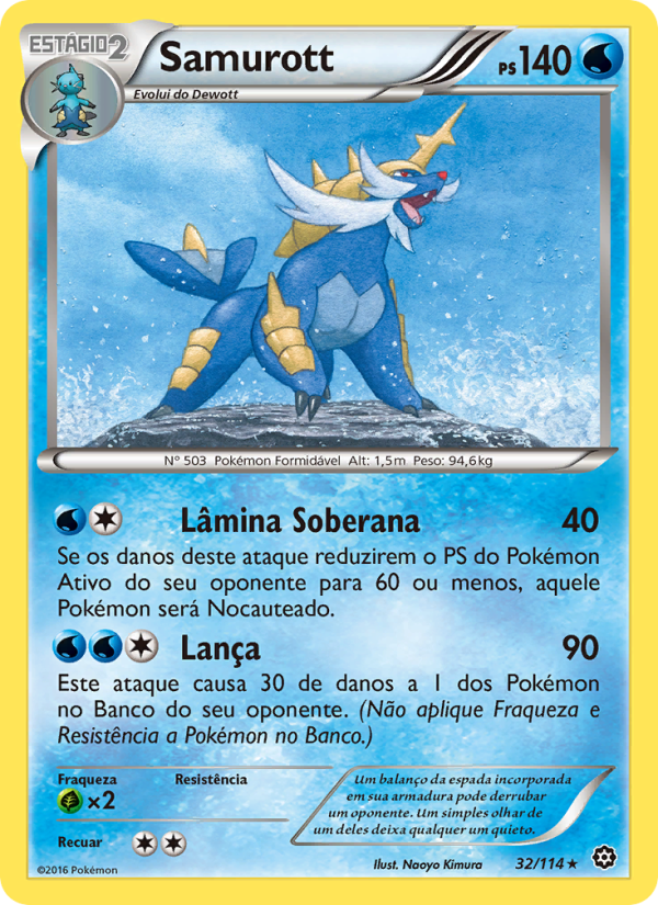 Samurott 32 — Cerco de Vapor (Portuguese Pokémon TCG card)