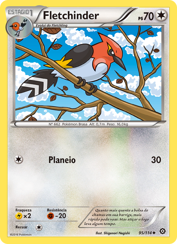 Fletchinder 95 — Cerco de Vapor (Portuguese Pokémon TCG card)