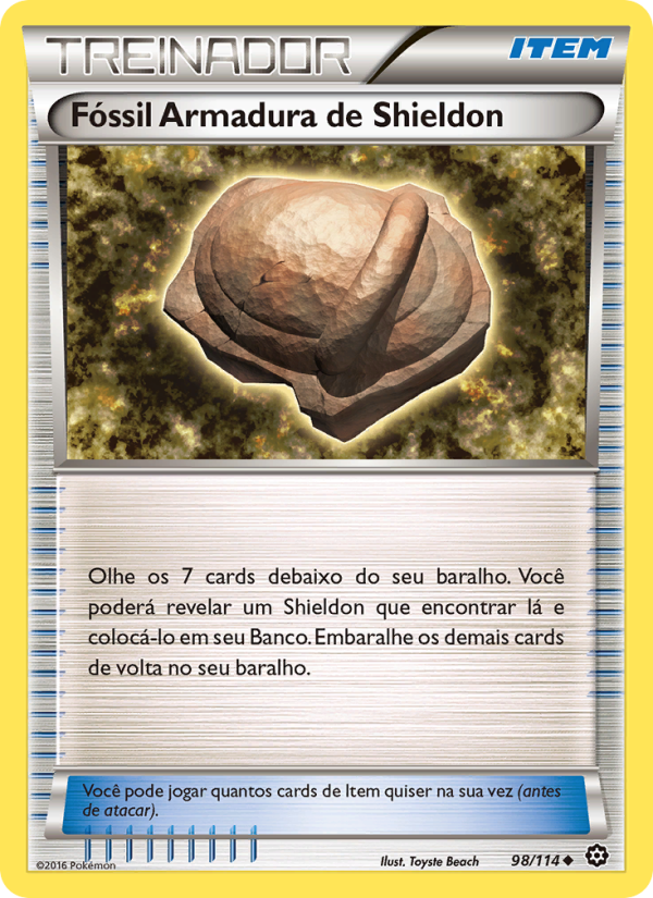 Fóssil Armadura de Shieldon 98 — Cerco de Vapor (Portuguese Pokémon TCG card)
