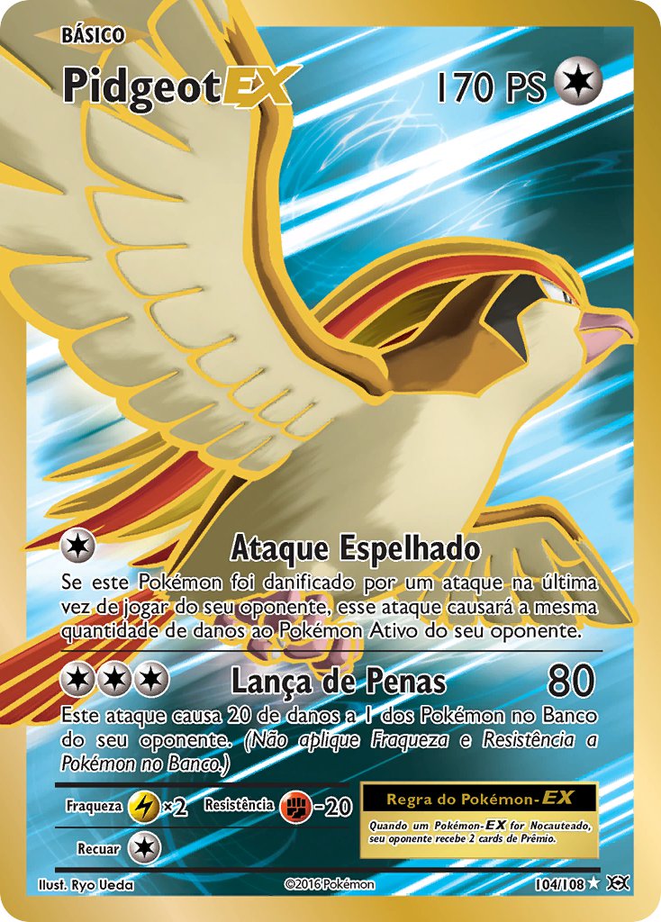 Pidgeot EX 104 — Evolutions (Portuguese Pokémon TCG card)