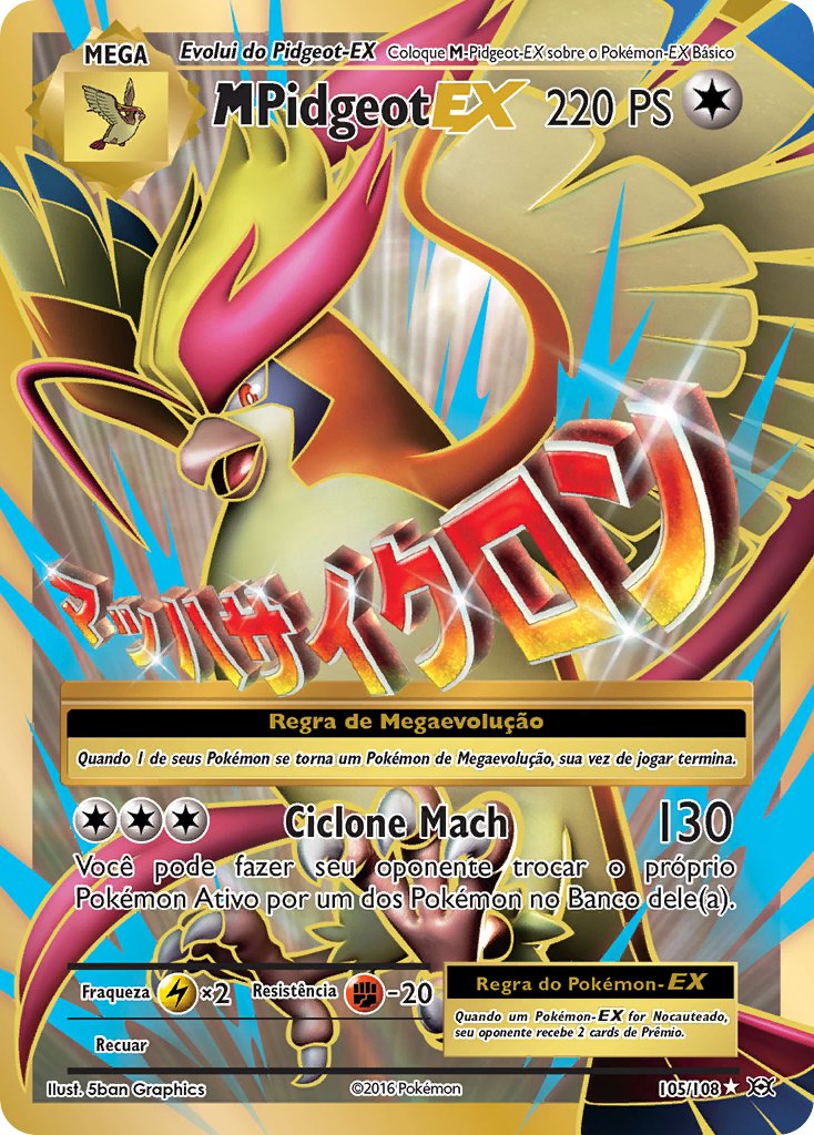 M-Pidgeot EX 105 — Evolutions (Portuguese Pokémon TCG card)