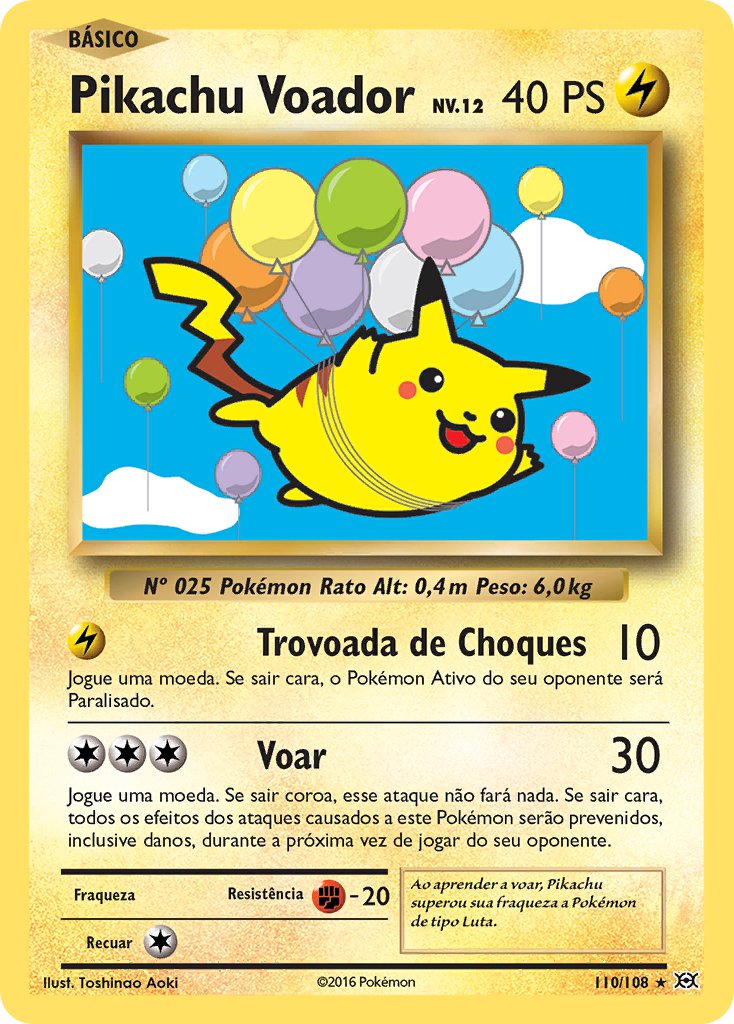 Pikachu Voador 110 — Evolutions (Portuguese Pokémon TCG card)