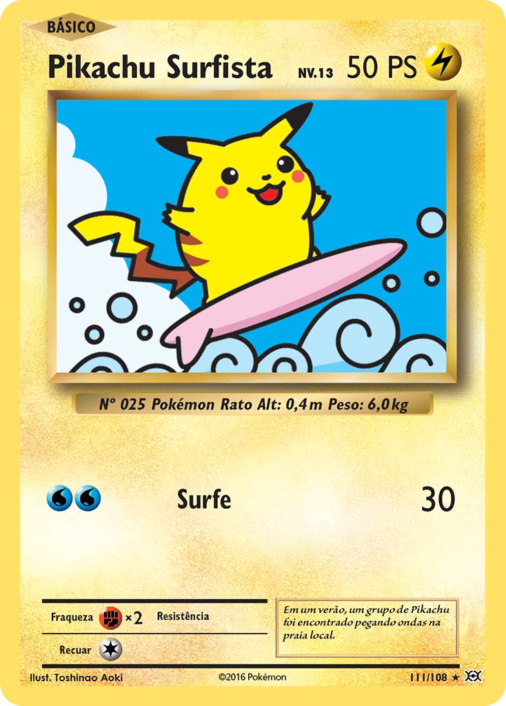 Pikachu Surfista 111 — Evolutions (Portuguese Pokémon TCG card)