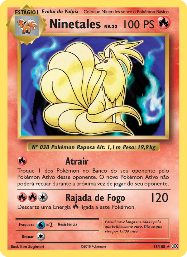 Ninetales 15 — Evoluções (Portuguese Pokémon TCG card)
