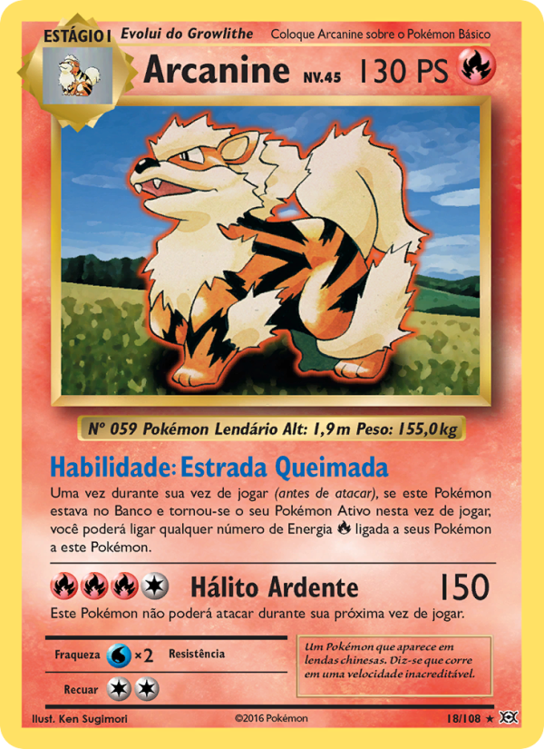 Arcanine 18 — Evoluções (Portuguese Pokémon TCG card)
