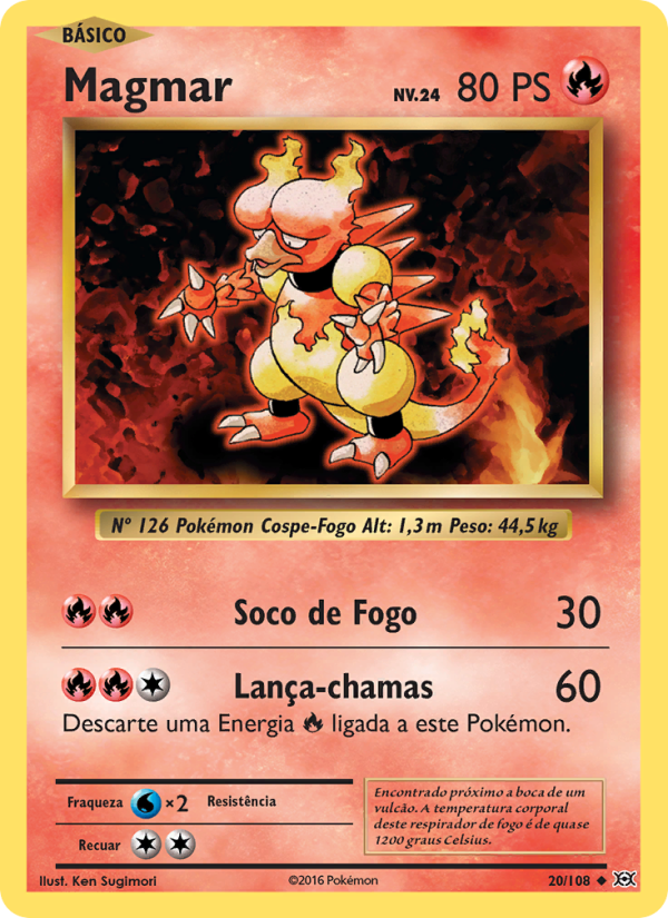 Magmar 20 — Evoluções (Portuguese Pokémon TCG card)