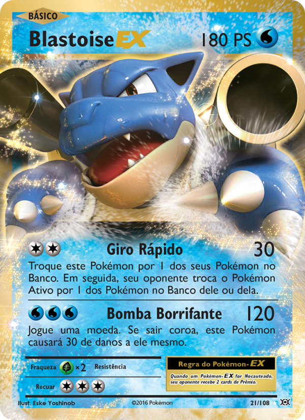 Blastoise EX 21 — Evoluções (Portuguese Pokémon TCG card)