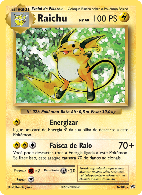 Raichu 36 — Evoluções (Portuguese Pokémon TCG card)