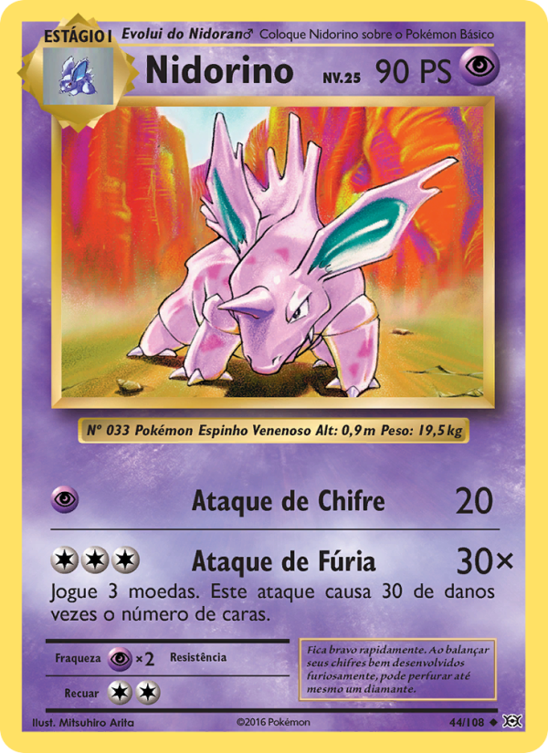 Nidorino 44 — Evoluções (Portuguese Pokémon TCG card)