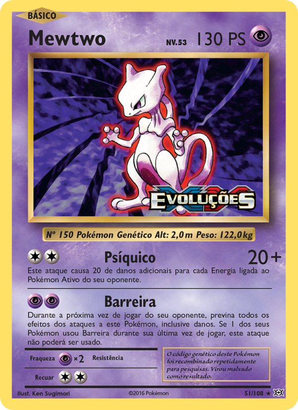 Mewtwo 51 — Evoluções (Portuguese Pokémon TCG card)