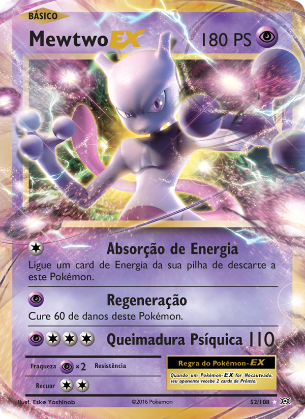 Mewtwo EX 52 — Evoluções (Portuguese Pokémon TCG card)