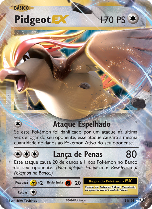 Pidgeot EX 64 — Evoluções (Portuguese Pokémon TCG card)