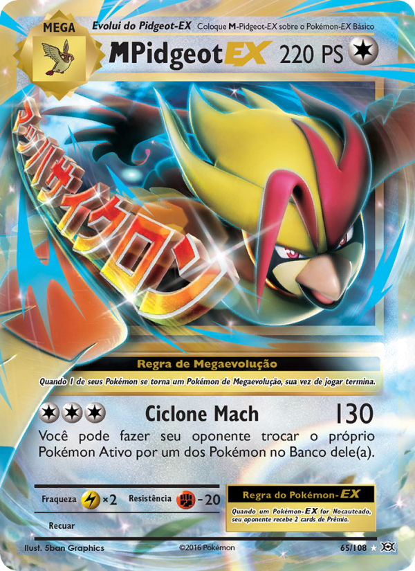 M-Pidgeot EX 65 — Evoluções (Portuguese Pokémon TCG card)