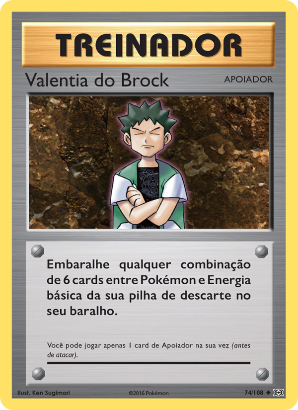 Valentia do Brock 74 — Evoluções (Portuguese Pokémon TCG card)