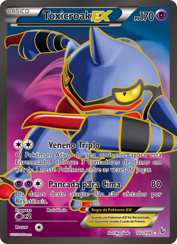Toxicroak EX 102 — Flash de Fogo (Portuguese Pokémon TCG card)