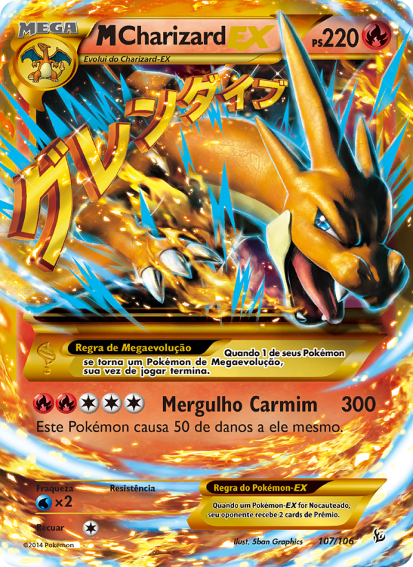 M-Charizard EX 107 — Flash de Fogo (Portuguese Pokémon TCG card)