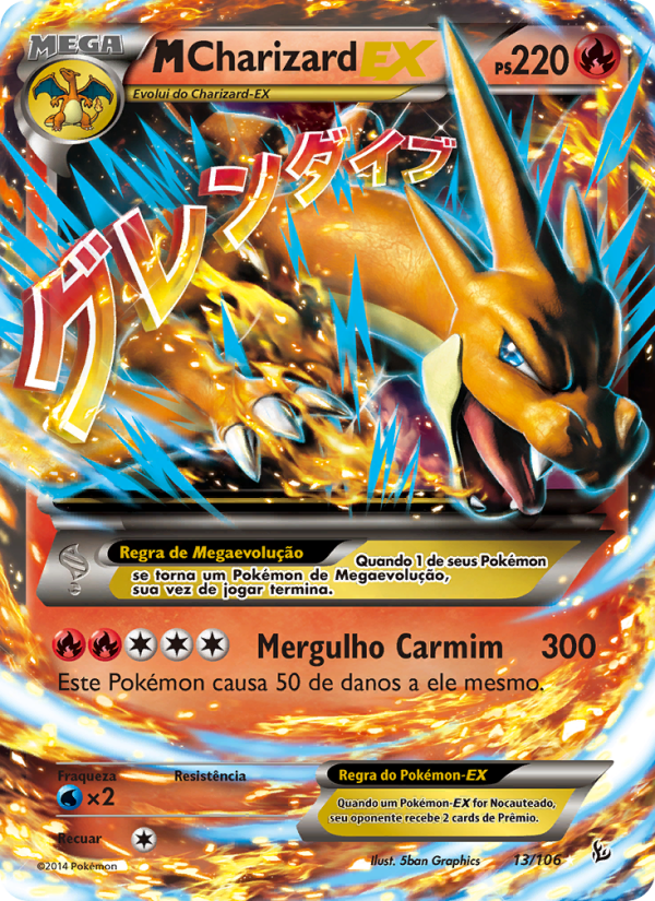 M-Charizard EX 13 — Flash de Fogo (Portuguese Pokémon TCG card)