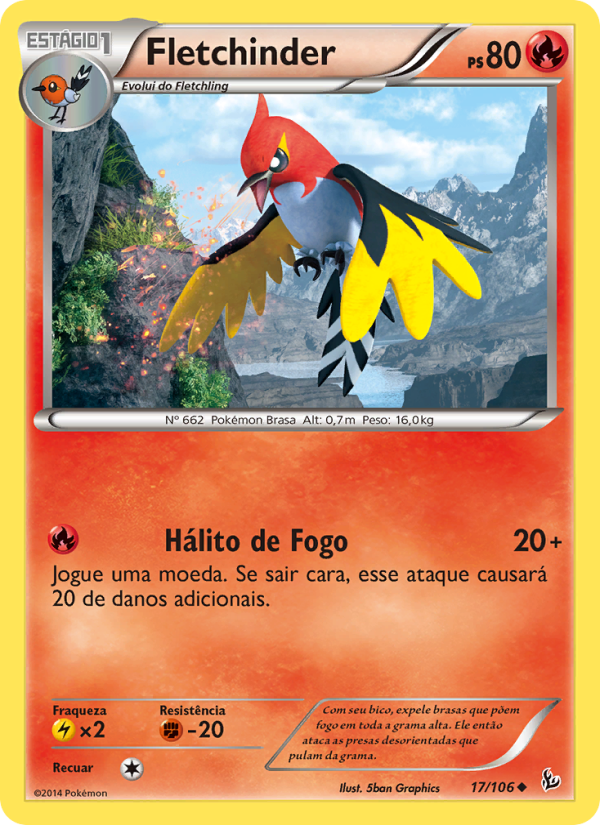 Fletchinder 17 — Flash de Fogo (Portuguese Pokémon TCG card)