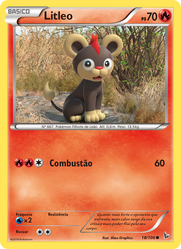 Litleo 18 — Flash de Fogo (Portuguese Pokémon TCG card)