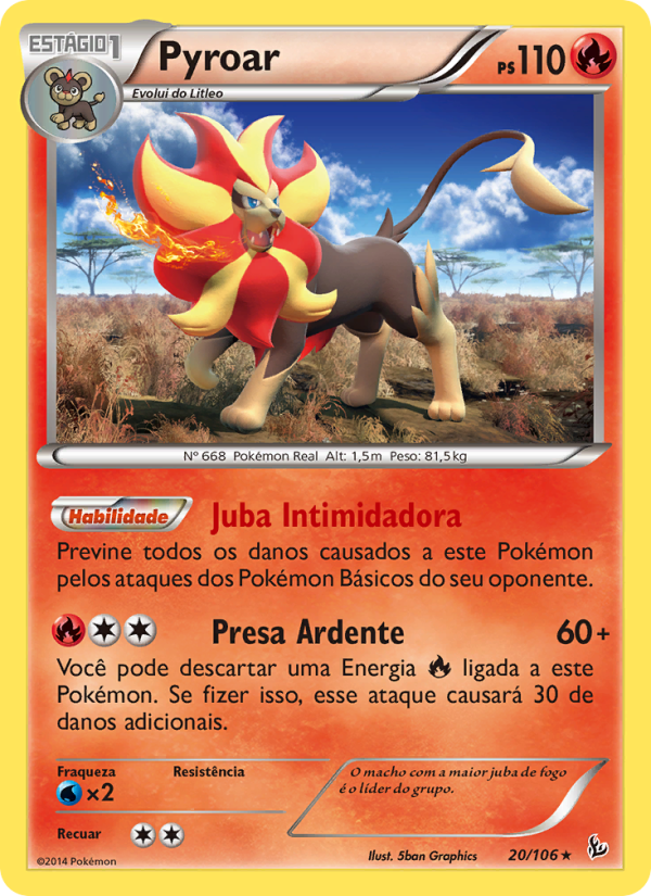 Pyroar 20 — Flash de Fogo (Portuguese Pokémon TCG card)