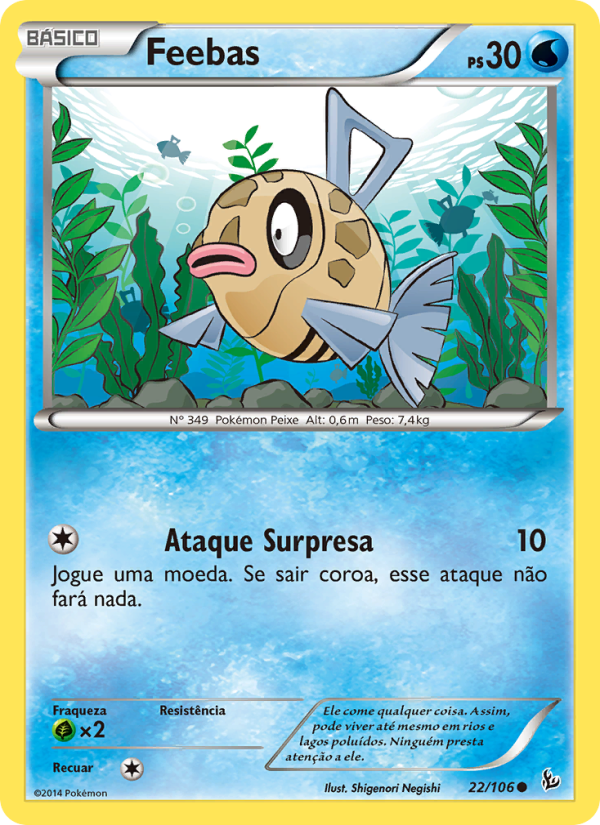 Feebas 22 — Flash de Fogo (Portuguese Pokémon TCG card)