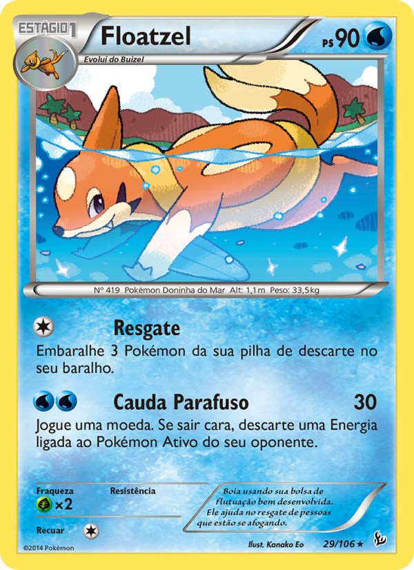 Floatzel 29 — Flash de Fogo (Portuguese Pokémon TCG card)