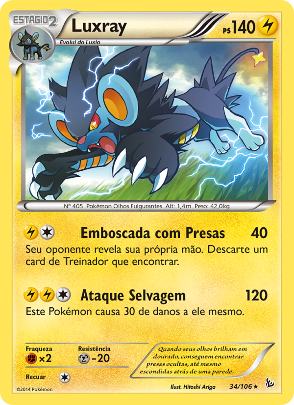 Luxray 34 — Flash de Fogo (Portuguese Pokémon TCG card)