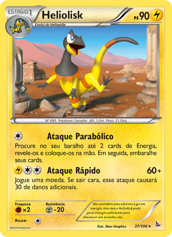 Heliolisk 37 — Flash de Fogo (Portuguese Pokémon TCG card)