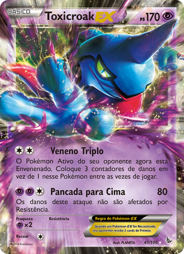 Toxicroak EX 41 — Flash de Fogo (Portuguese Pokémon TCG card)