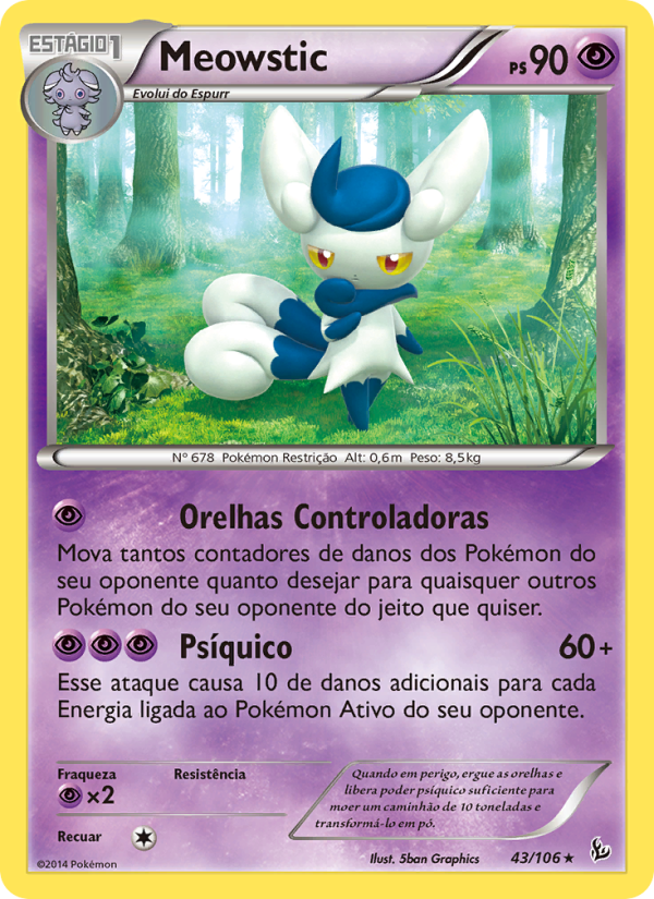 Meowstic 43 — Flash de Fogo (Portuguese Pokémon TCG card)