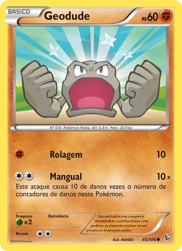 Geodude 45 — Flash de Fogo (Portuguese Pokémon TCG card)