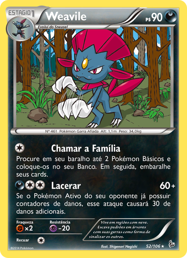 Weavile 52 — Flash de Fogo (Portuguese Pokémon TCG card)
