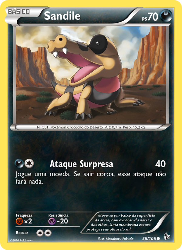 Sandile 56 — Flash de Fogo (Portuguese Pokémon TCG card)