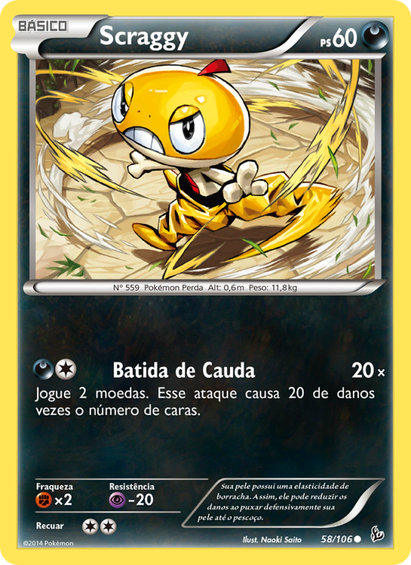 Scraggy 58 — Flash de Fogo (Portuguese Pokémon TCG card)