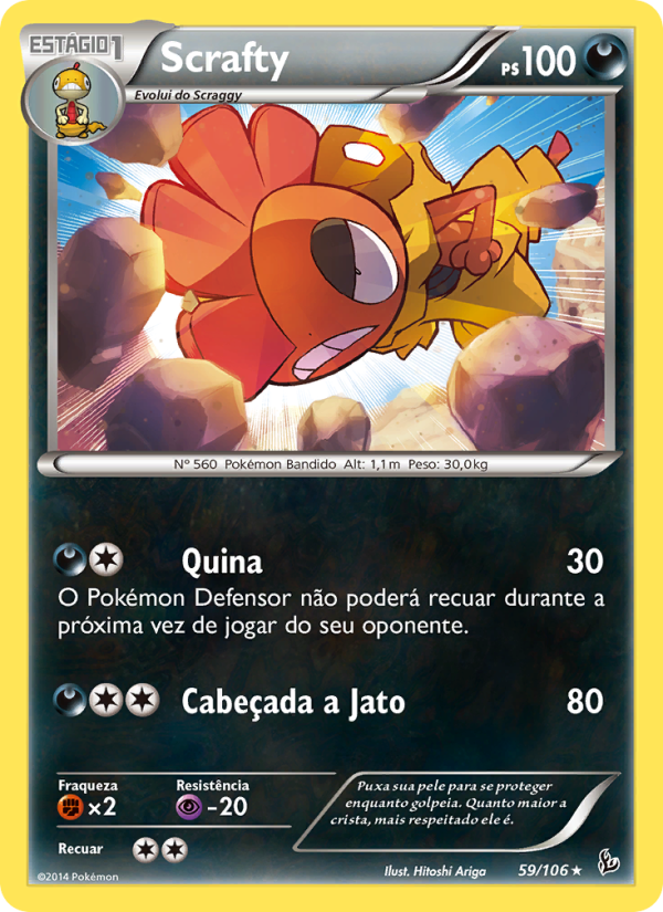 Scrafty 59 — Flash de Fogo (Portuguese Pokémon TCG card)