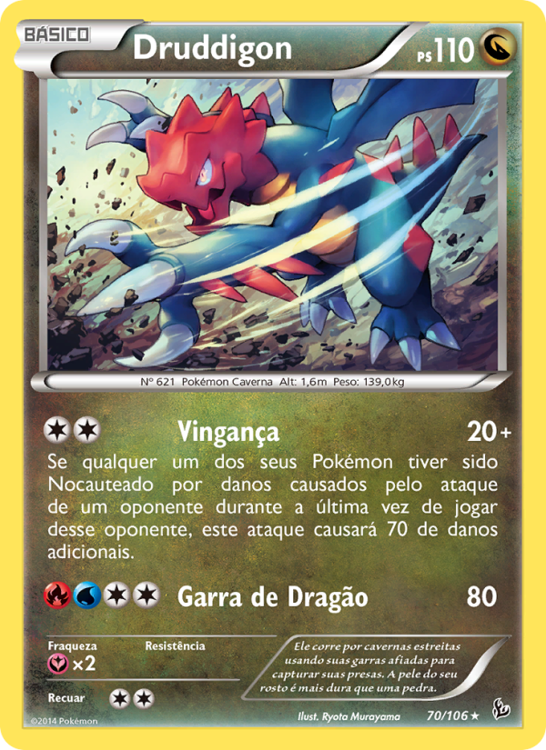 Druddigon 70 — Flash de Fogo (Portuguese Pokémon TCG card)