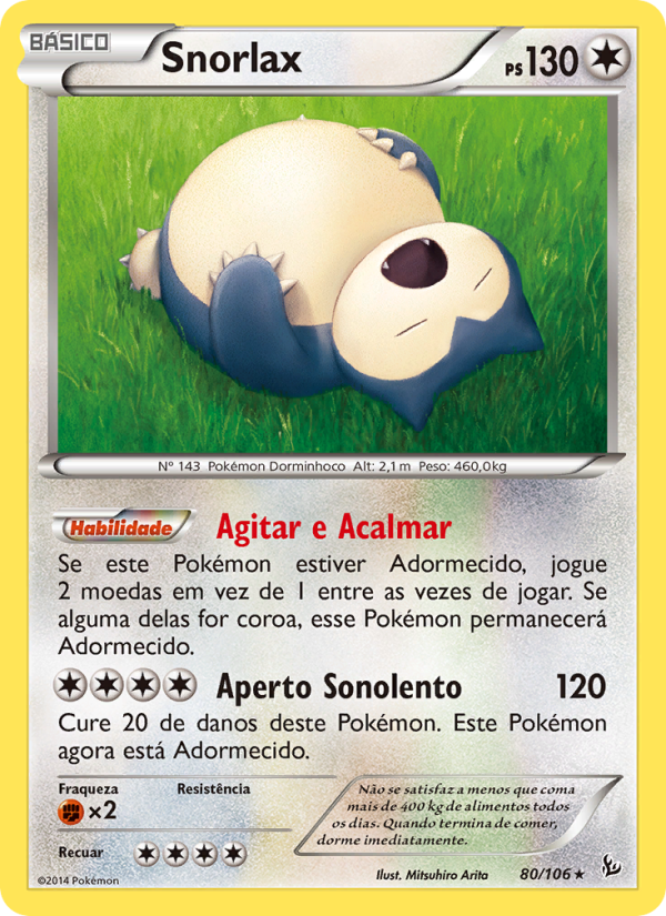 Snorlax 80 — Flashfire (Portuguese Pokémon TCG card)