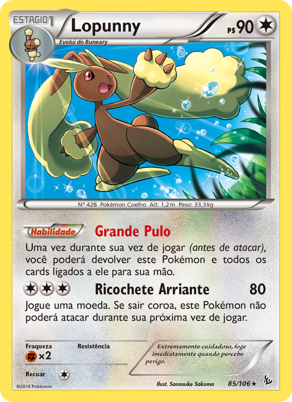 Lopunny 85 — Flash de Fogo (Portuguese Pokémon TCG card)