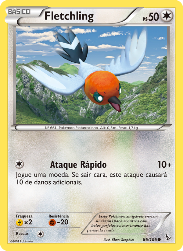 Fletchling 86 — Flash de Fogo (Portuguese Pokémon TCG card)