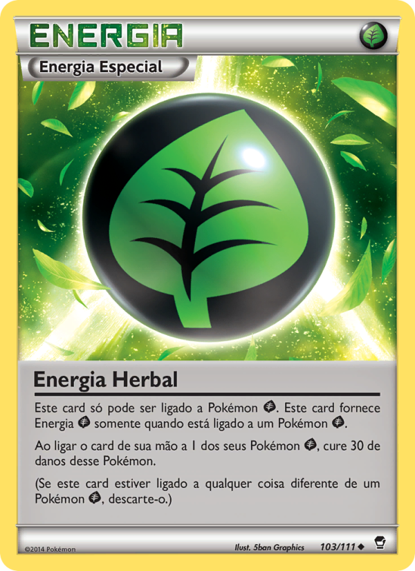 Energia Herbal 103 — Punhos Furiosos (Portuguese Pokémon TCG card)