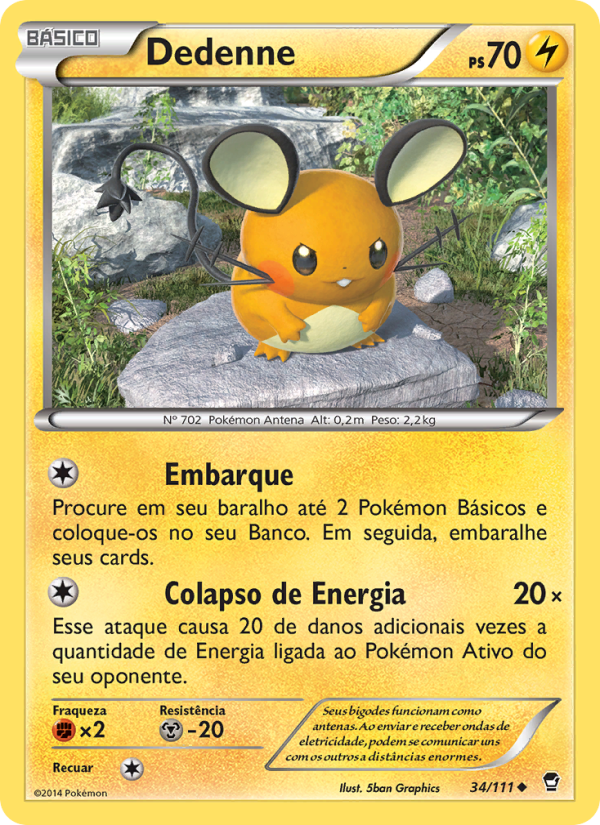 Dedenne 34 — Punhos Furiosos (Portuguese Pokémon TCG card)